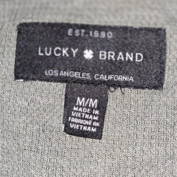 Lucky Brand Deep Scoop Neck Gray Star Patterned Long Sleeve Top Lightweight M - Picture 7 of 7